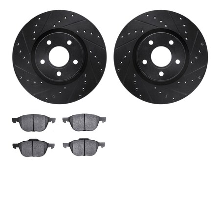 Dynamic Friction Company Front Brake Rotors-Drilled and Slotted-Black with 5000 Advanced Brake Pads 8502-54053